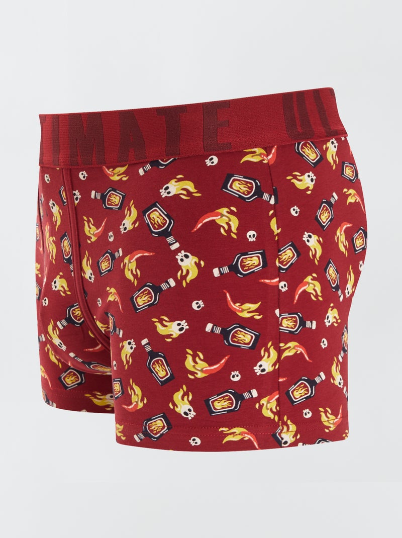 Lot de 3 boxers fantaisie Marine/rouge - Kiabi