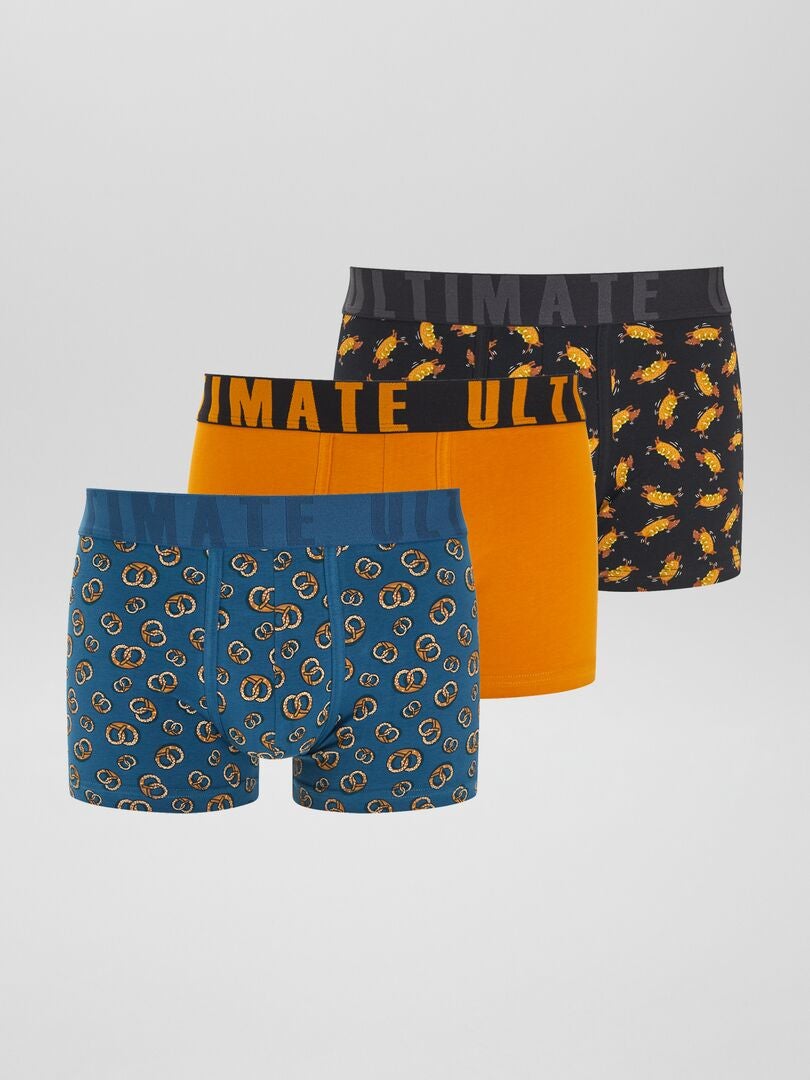 Lot de 3 boxers fantaisie Noir/bleu/jaune - Kiabi