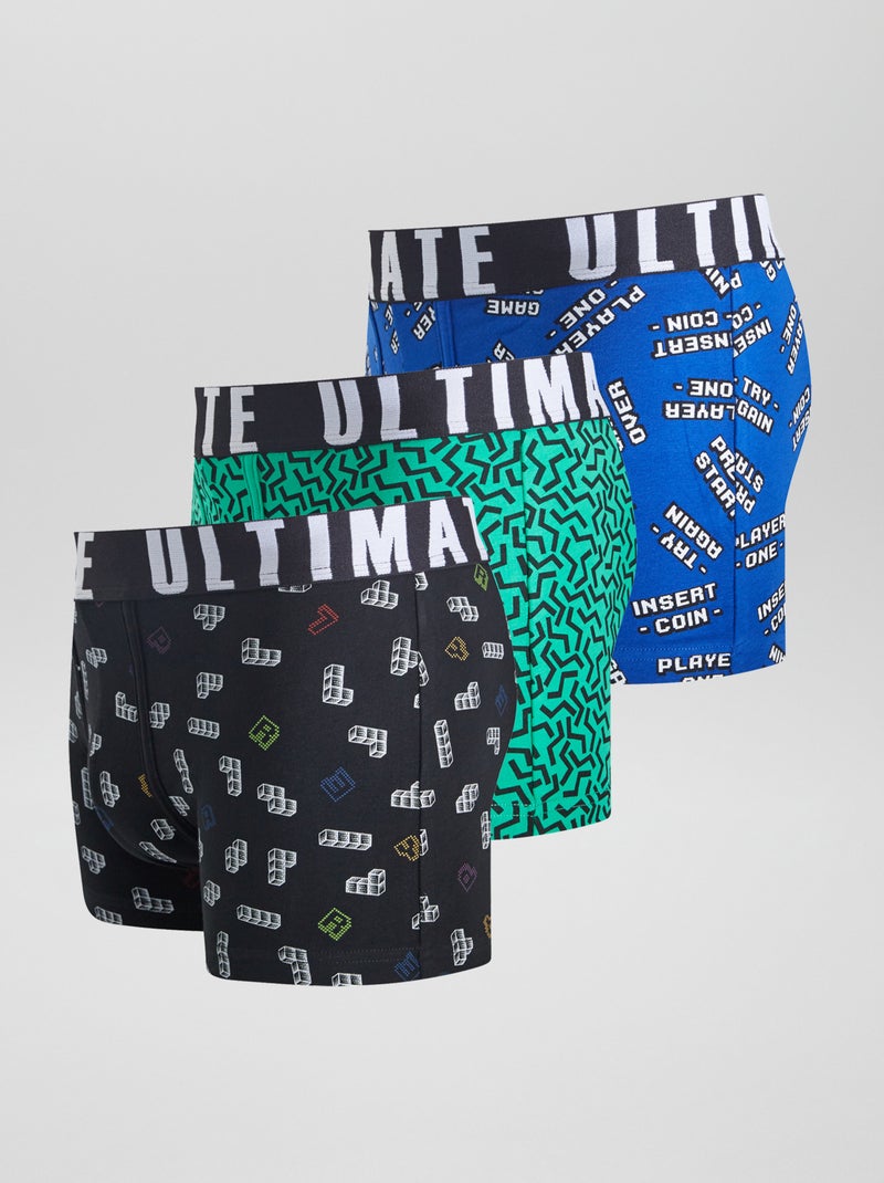 Lot de 3 boxers fantaisie Noir/vert - Kiabi