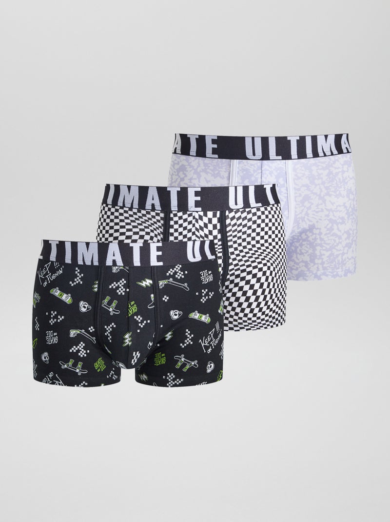 Lot de 3 boxers fantaisie Noir/violet - Kiabi