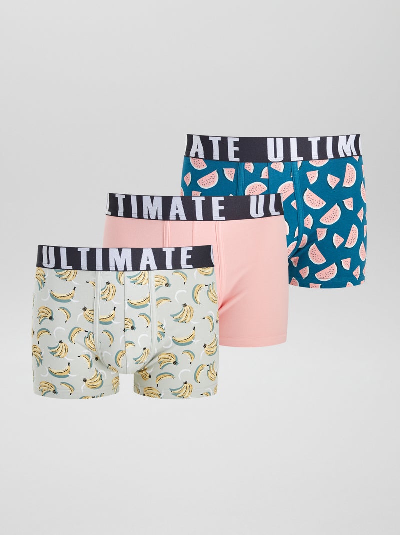 Lot de 3 boxers fantaisie Rose/vert - Kiabi