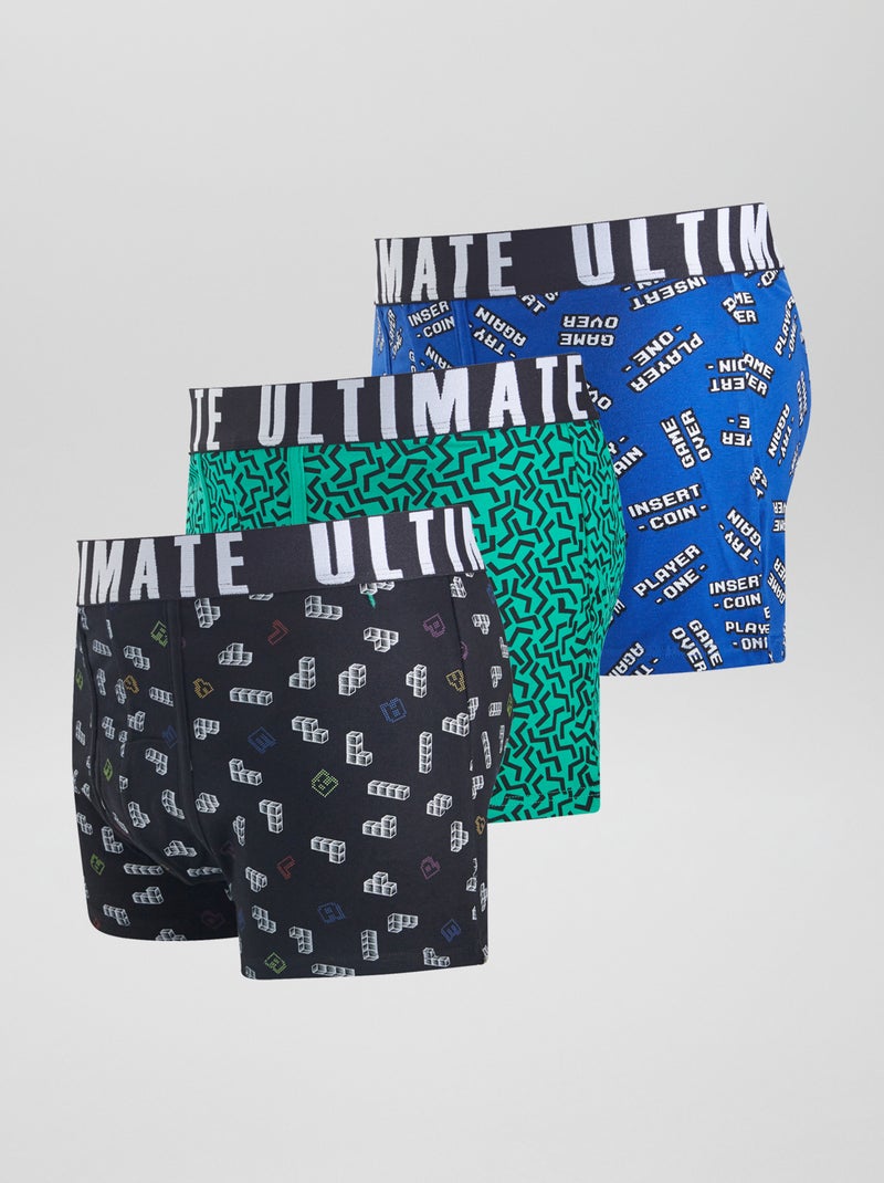 Lot de 3 boxers fantaisie Vert/bleu - Kiabi