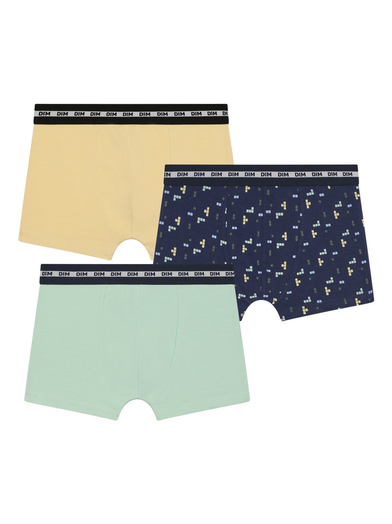 Lot de 3 boxers Fashion Coton Stretch Vert d'eau - Kiabi