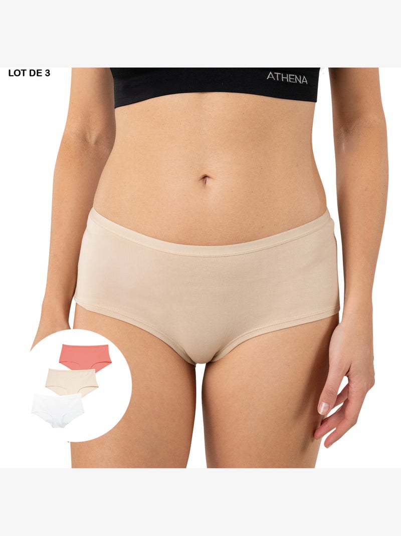 Lot de 3 boxers femme ecopack basic athena Beige - Kiabi