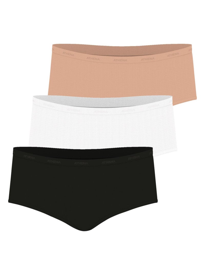 Lot de 3 boxers femme Ecopack Basic Noir Beige Blanc - Kiabi