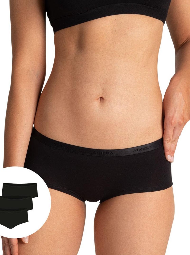 Lot de 3 boxers femme Ecopack Basic Noir Noir Noir - Kiabi