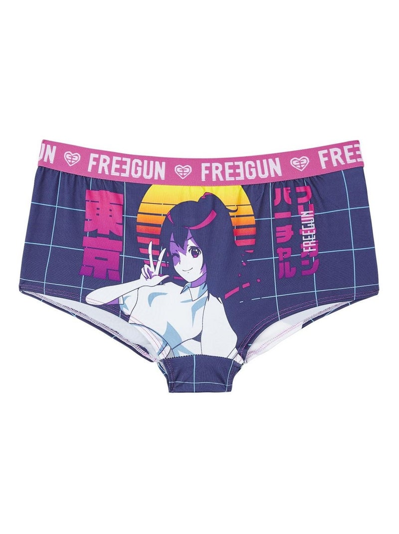 Lot de 3 Boxers femme Manga neon Freegun Violet - Kiabi