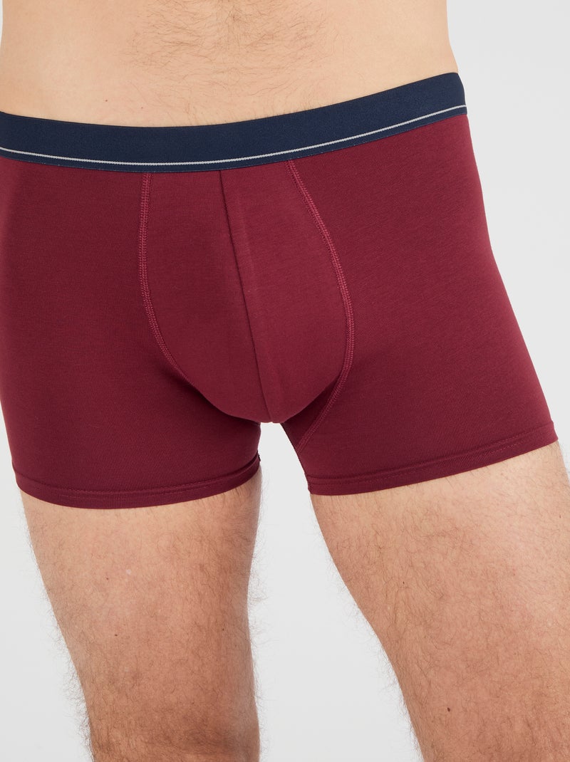 Lot de 3 boxers fermés coton biologique majoritaire - Damart Rouge - Kiabi