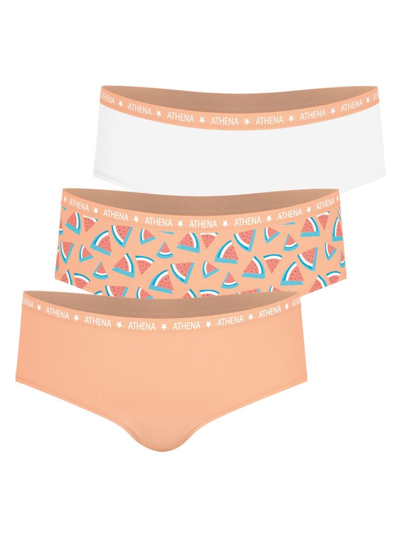 Lot de 3 boxers fille Ecopack Girl Mode   Fille Blanc Rose - Kiabi