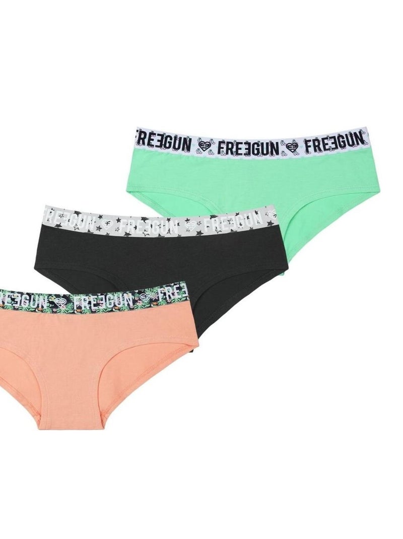 Lot de 3 boxers fille en coton Freegun Vert - Kiabi