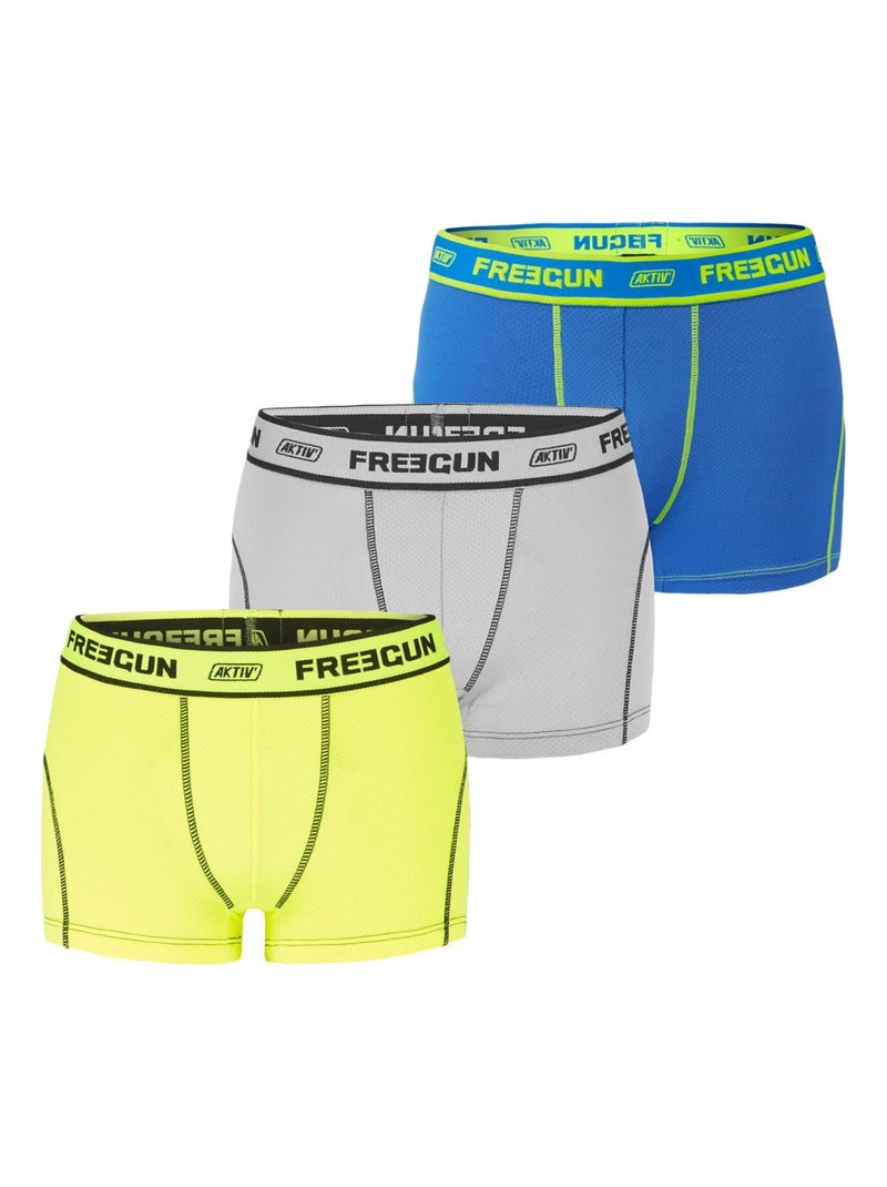 Lot de 3 Boxers garçon Aktiv Sport Uni Freegun Jaune - Kiabi