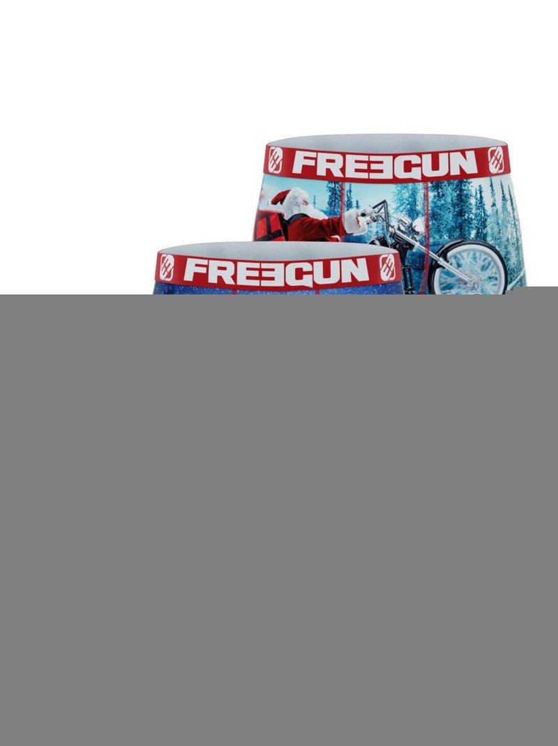 Lot de 3 boxers garçon Christmas Santamotor Freegun Bleu - Kiabi