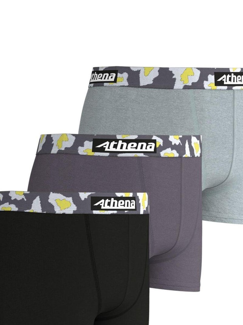Lot de 3 boxers garçon Color Noir Gris anthracite - Kiabi