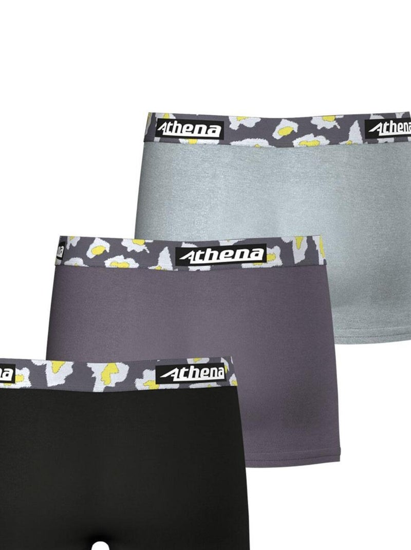 Lot de 3 boxers garçon Color Noir Gris anthracite - Kiabi