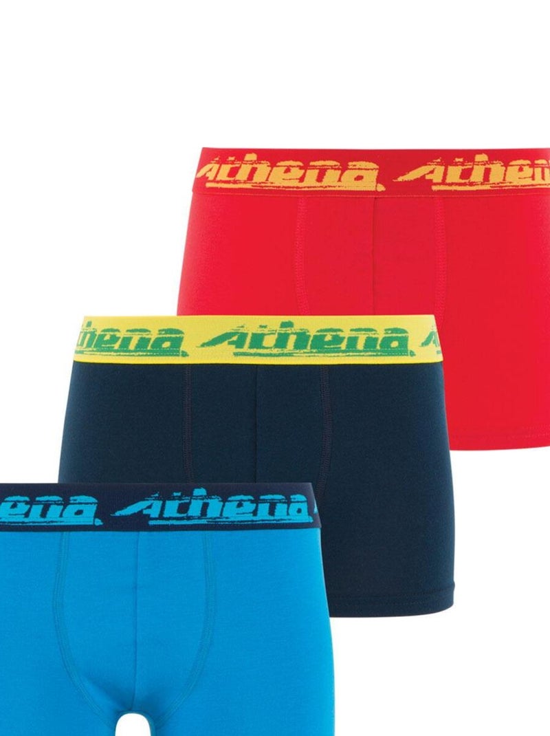 Lot de 3 boxers garçon Coton Bio Bleu - Kiabi