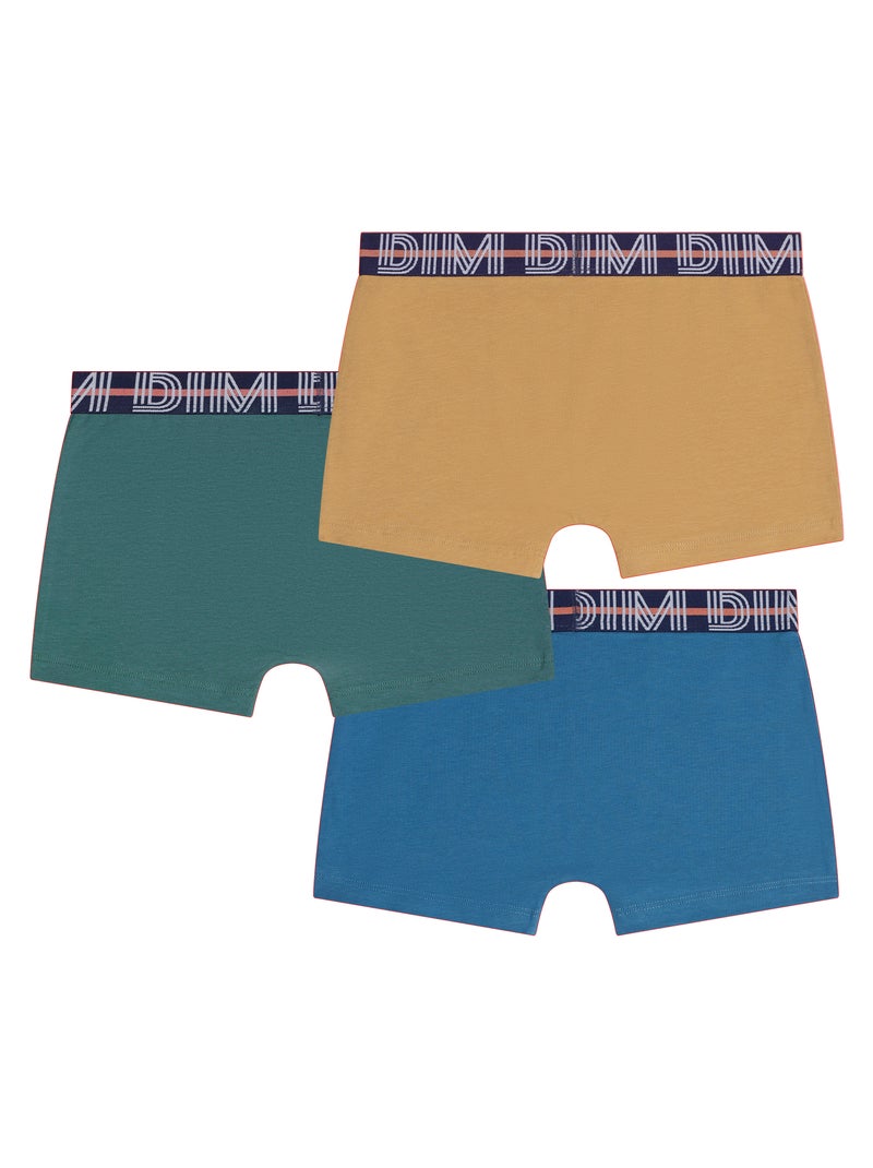 Lot de 3 Boxers garçon Coton Ecodim Jaune moutarde - Kiabi