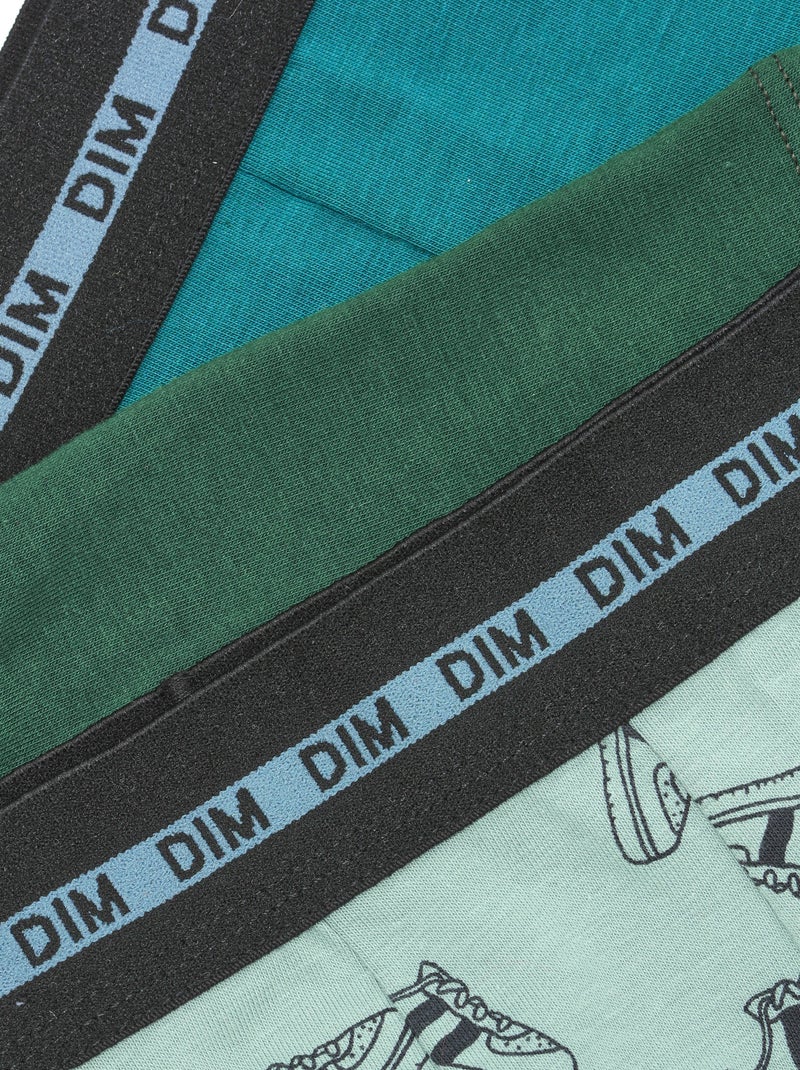 Lot de 3 boxers garçon coton stretch à motif EcoDim Vert foncé - Kiabi