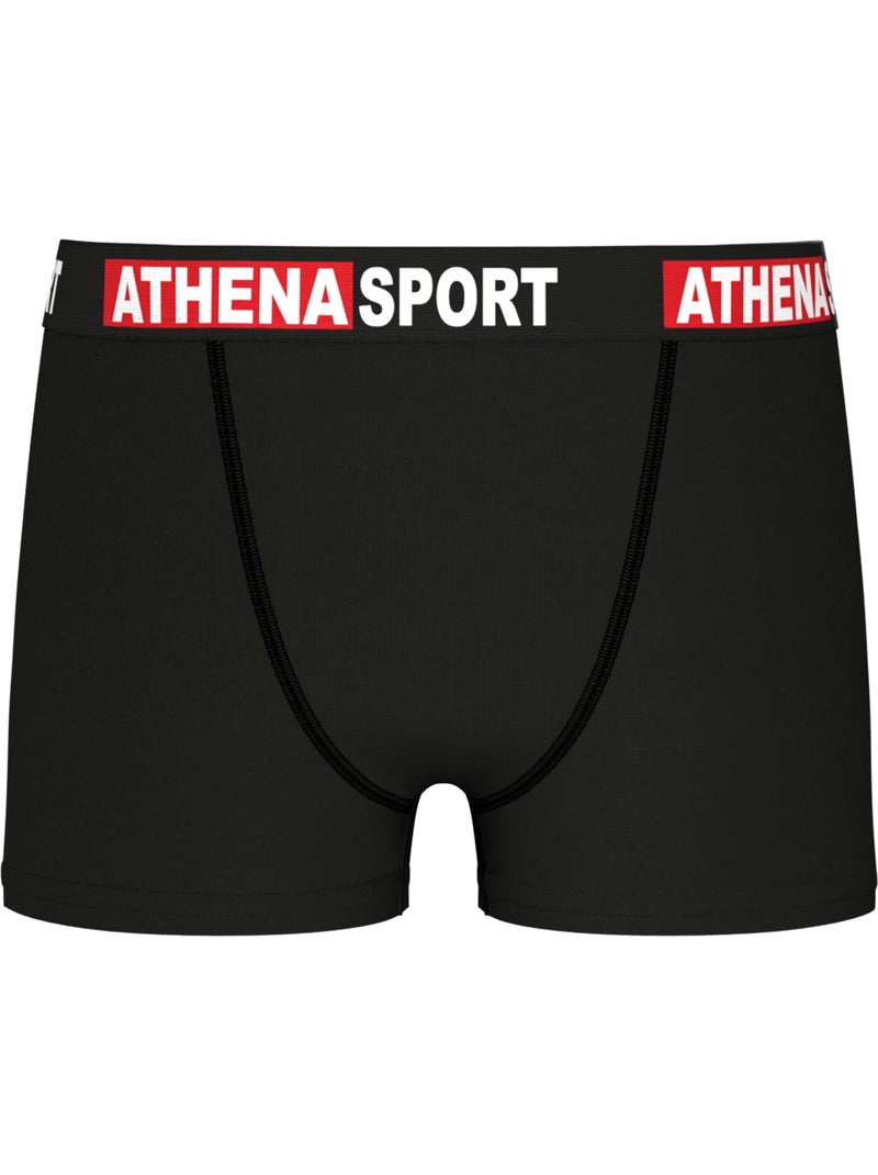 Lot de 3 boxers garçon Daily Sport Coton Athena Noir Rouge - Kiabi