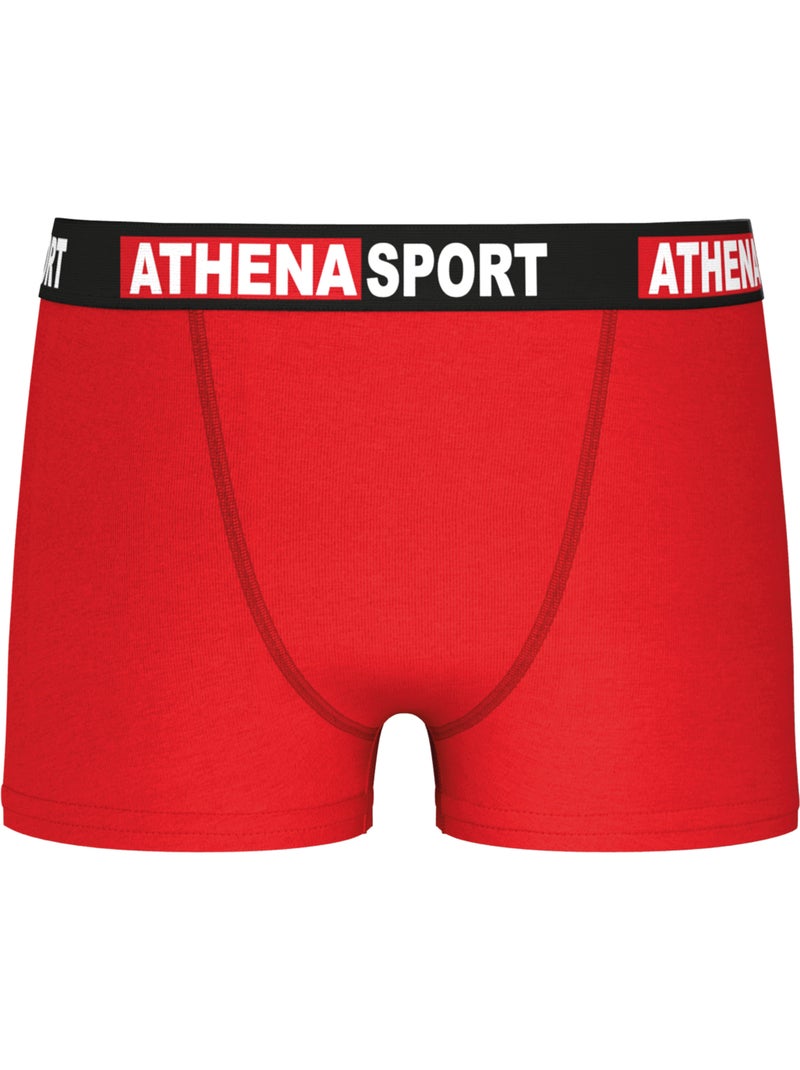 Lot de 3 boxers garçon Daily Sport Coton Athena Noir Rouge - Kiabi