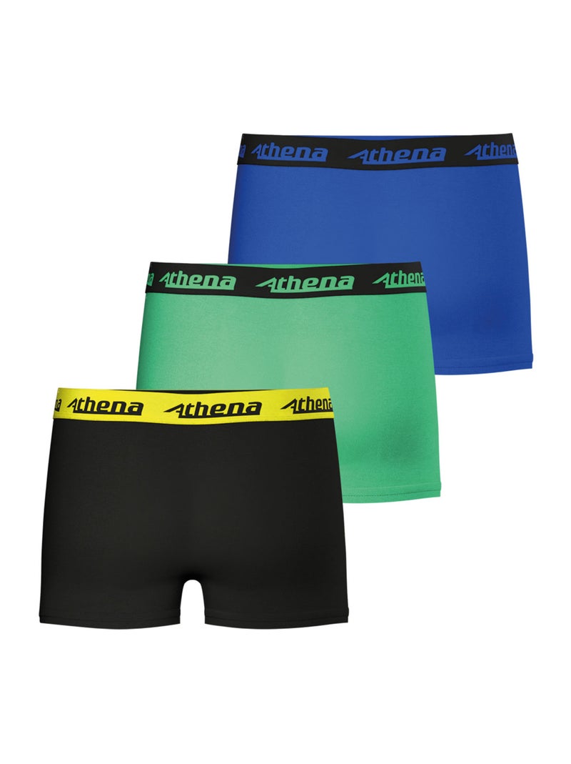 Lot de 3 boxers garçon Ecopack Trio Choc Athena Noir Vert Bleu - Kiabi