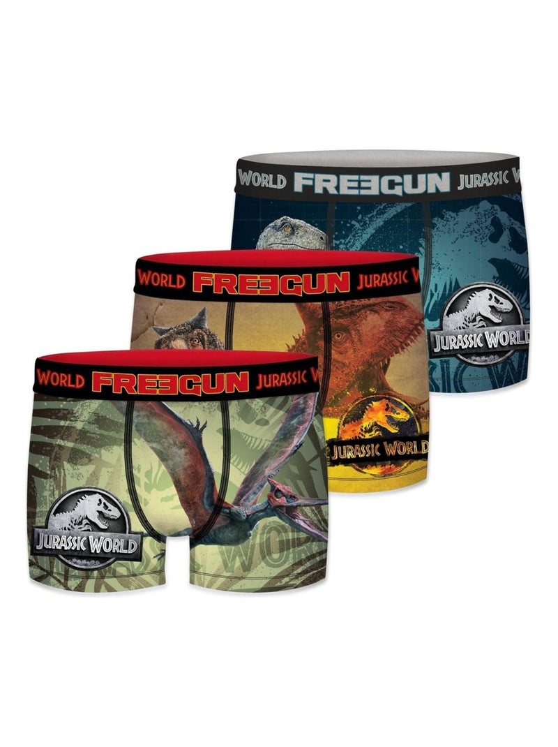 Lot de 3 Boxers garçon Jurassic World Freegun Bleu - Kiabi