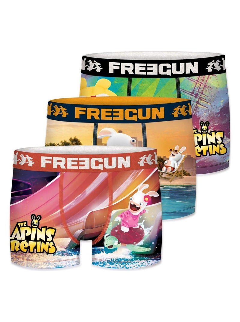 Lot de 3 Boxers garçon Lapins Crétins Freegun Orange - Kiabi