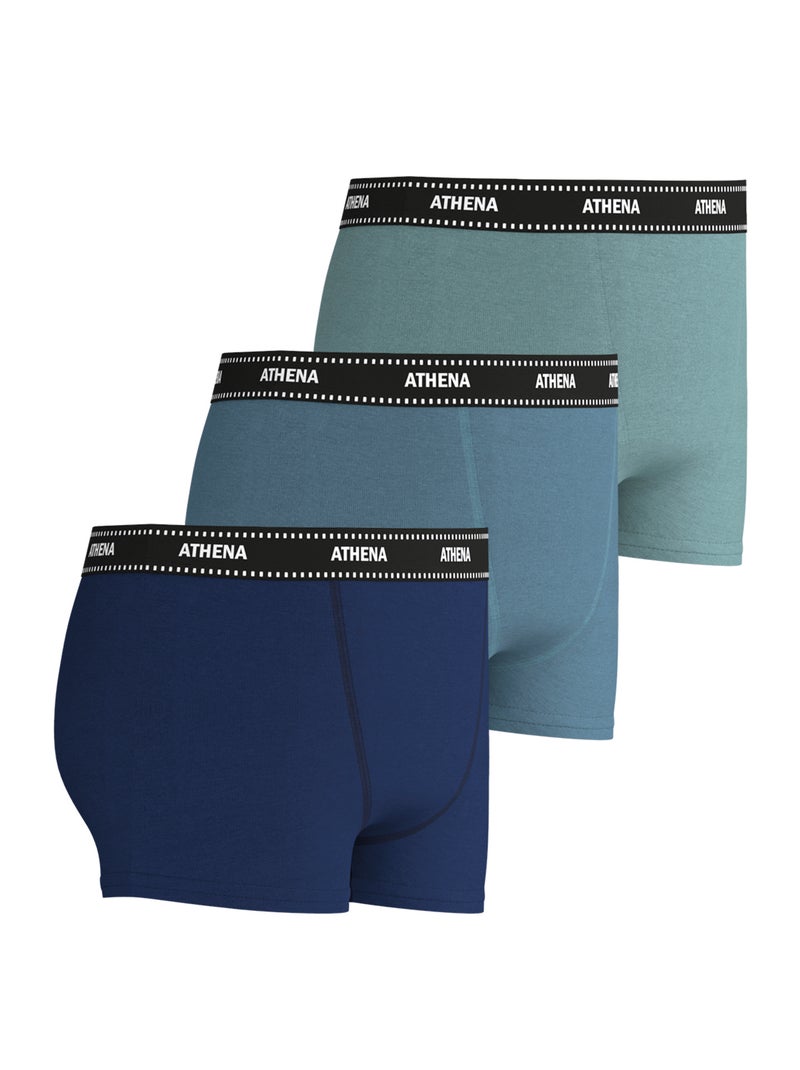 Lot de 3 boxers garçon My Petit Prix Athena Bleu Vert - Kiabi