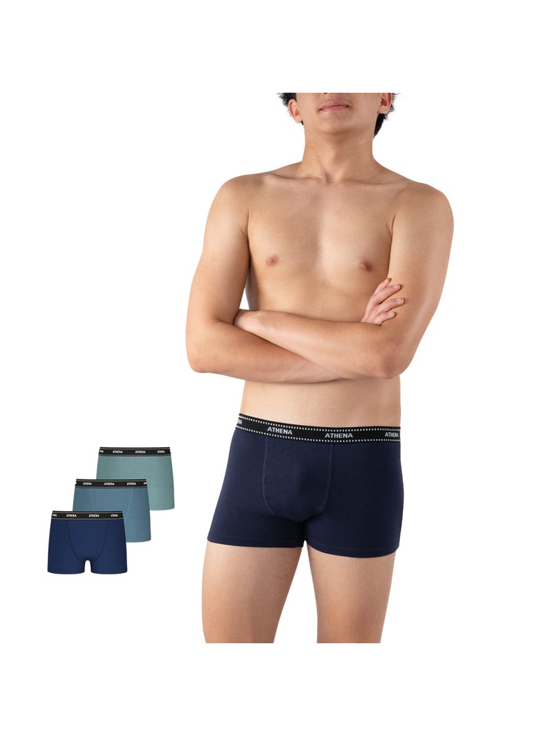 Lot de 3 boxers garçon My Petit Prix Athena Bleu Vert - Kiabi