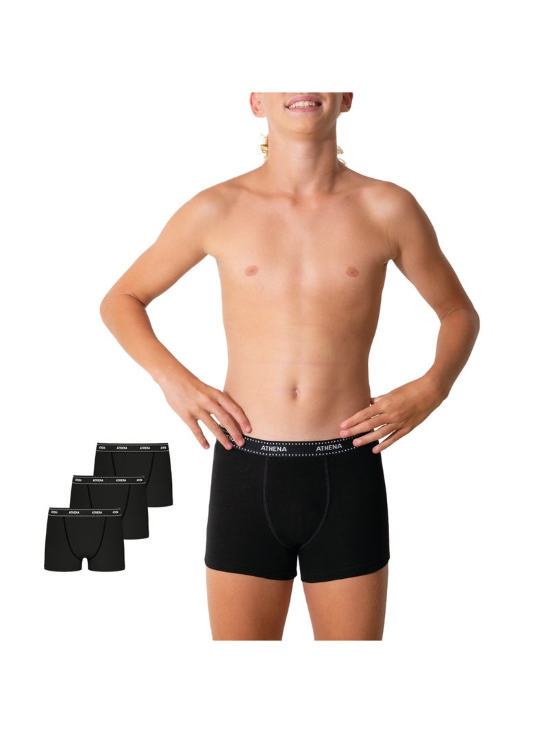 Lot de 3 boxers garçon My Petit Prix Athena Noir Noir Noir - Kiabi