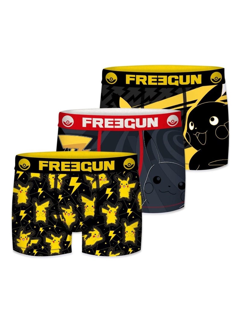 Lot de 3 boxers garçon Pokémon Freegun Jaune - Kiabi