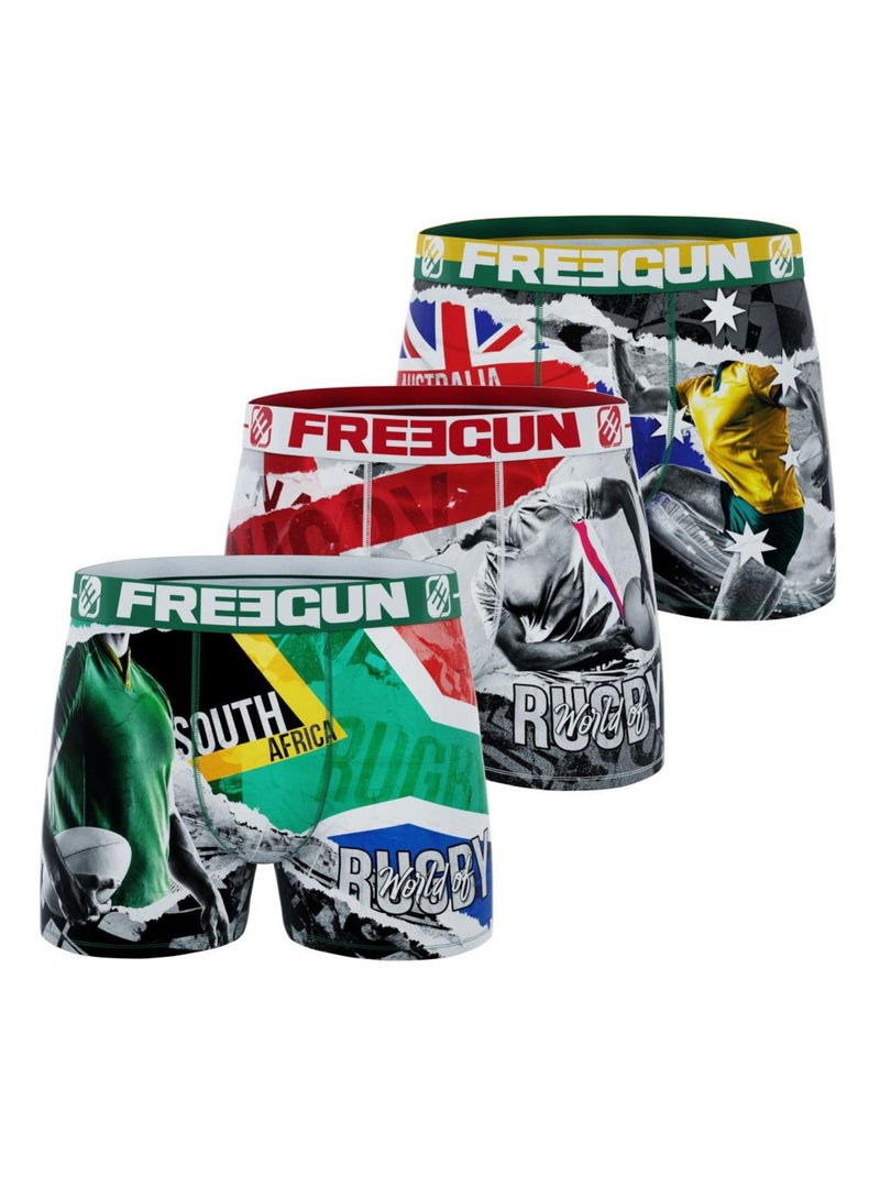 Lot de 3 boxers garçon Rubgy World Cup Freegun Bleu - Kiabi