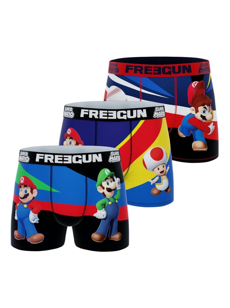 Lot de 3 boxers garçon Super Mario Bross Freegun Bleu - Kiabi