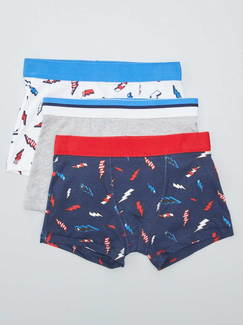 Lot de 3 boxers Gris/bleu marine/blanc - Kiabi