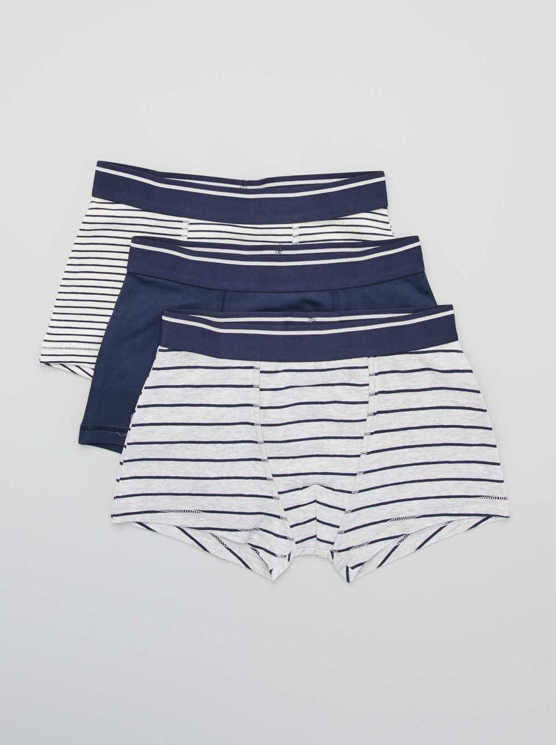Lot de 3 boxers gris/marine/écru - Kiabi