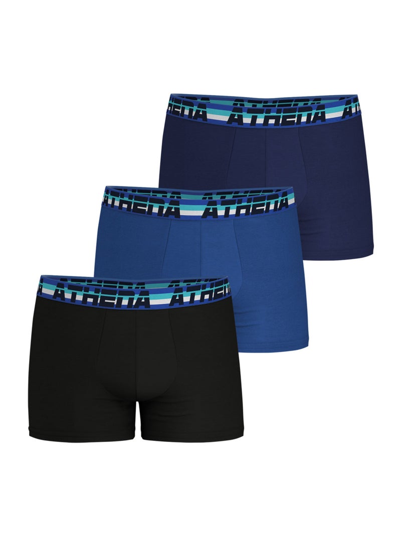 Lot de 3 boxers homme 720 Stretch Coton Athena Noir Bleu marine - Kiabi