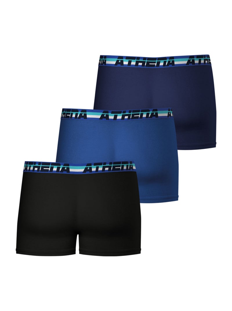 Lot de 3 boxers homme 720 Stretch Coton Athena Noir Bleu marine - Kiabi