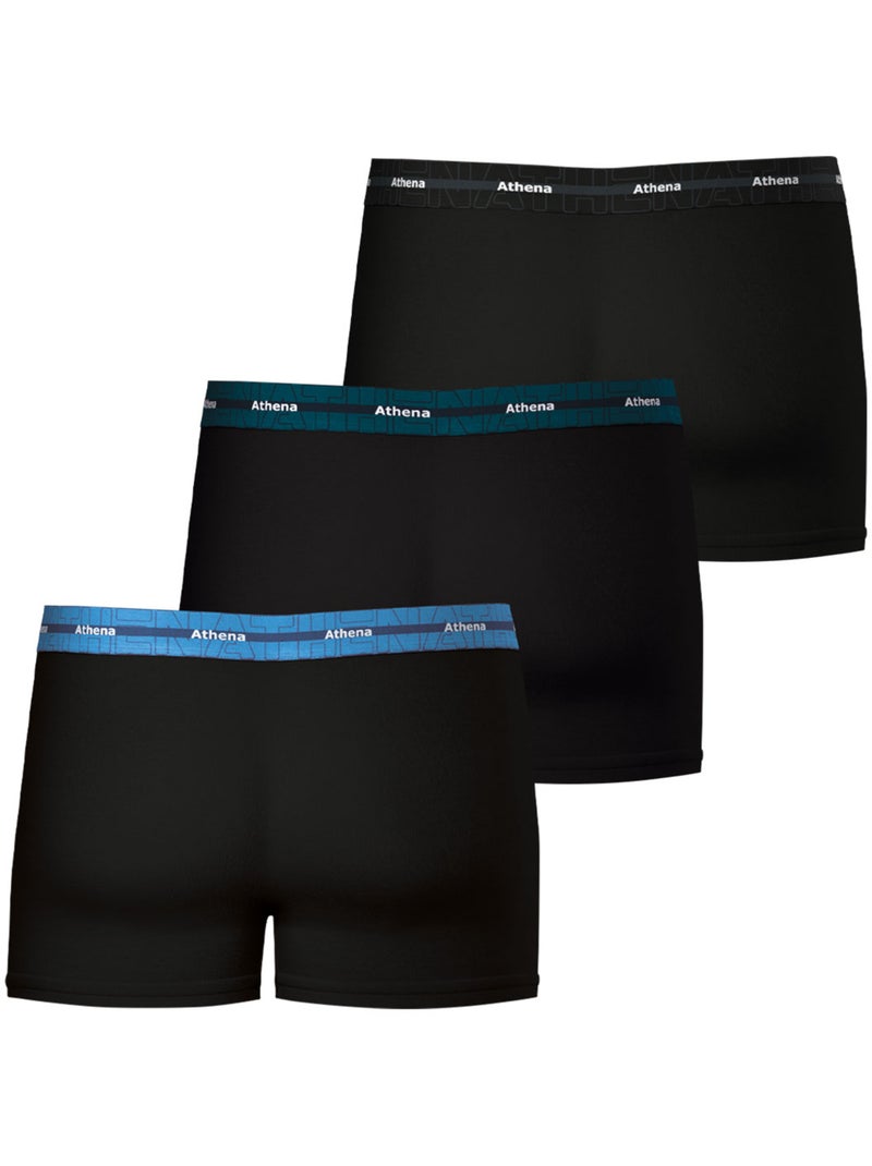 Lot de 3 boxers homme 720 Stretch Coton Athena Noir Bleu Noir - Kiabi