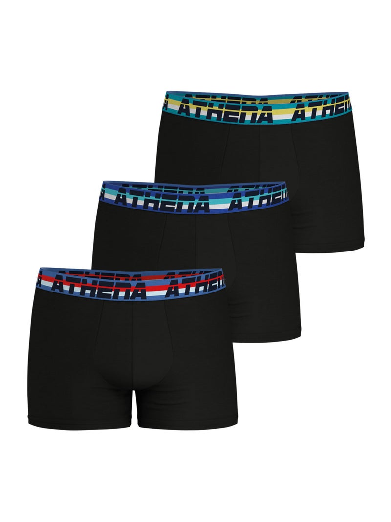 Lot de 3 boxers homme 720 Stretch Coton Athena Noir Noir Noir - Kiabi