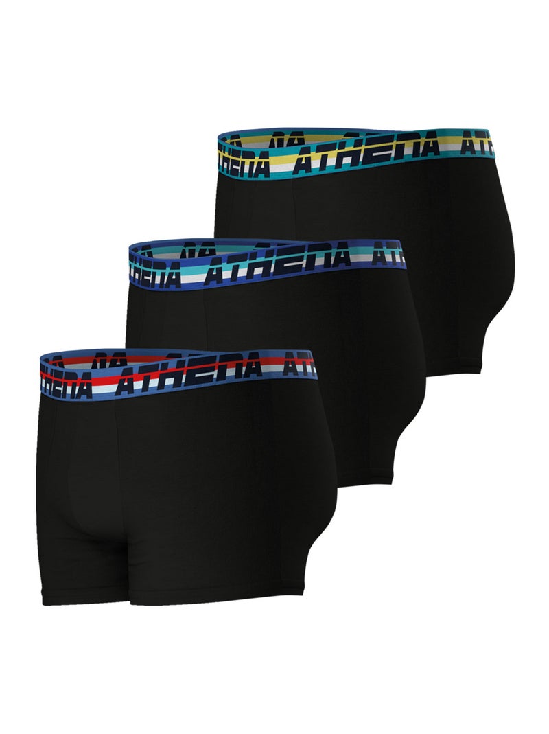 Lot de 3 boxers homme 720 Stretch Coton Athena Noir Noir Noir - Kiabi