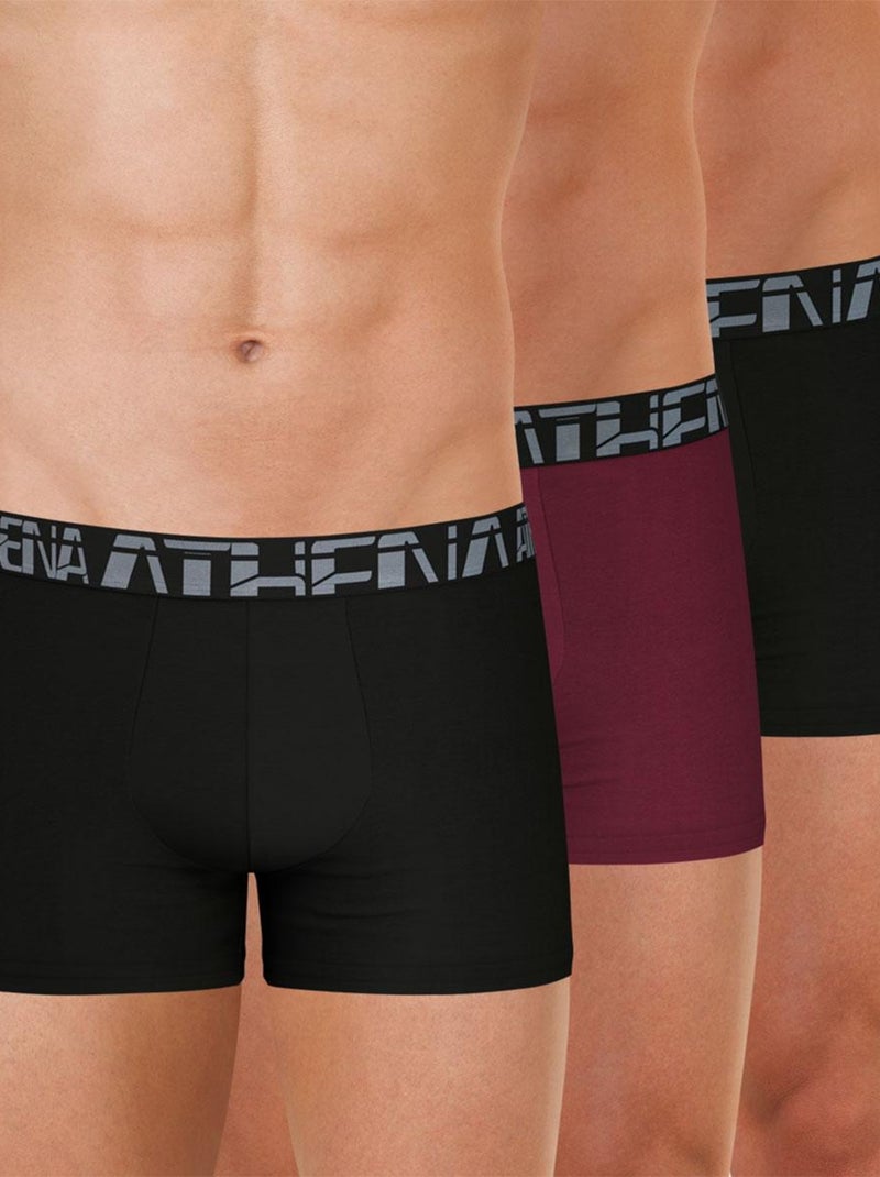 Lot de 3 boxers homme 720 Stretch Micro Noir Bordeaux - Kiabi