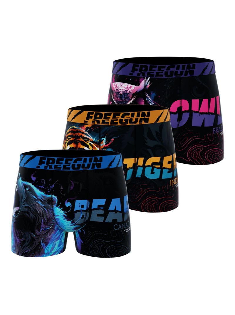 Lot de 3 boxers homme A90 Freegun Bleu Rouge - Kiabi