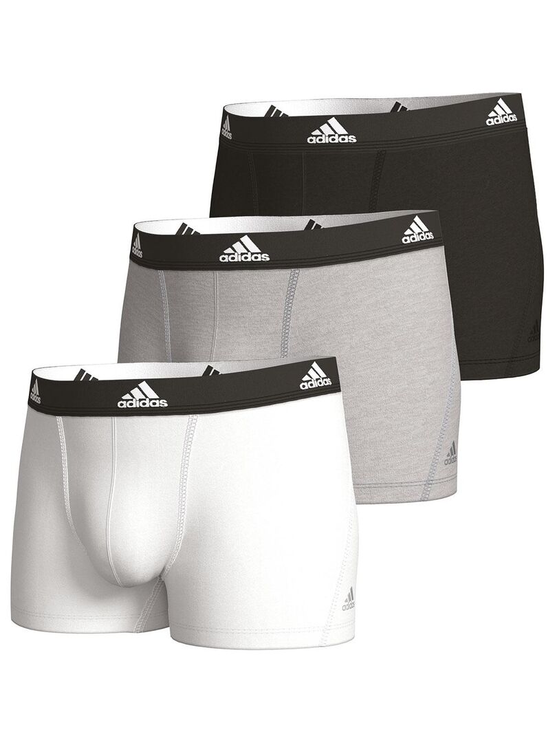 Lot de 3 boxers homme Active Flex Cotton Adidas Sport Noir Gris Blanc - Kiabi