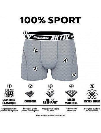 Lot de 3 Boxers homme Aktiv Sport Freegun