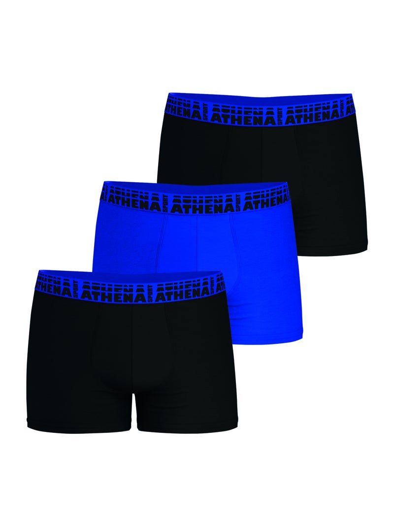 Lot de 3 boxers homme Athena Bleu Noir Noir - Kiabi