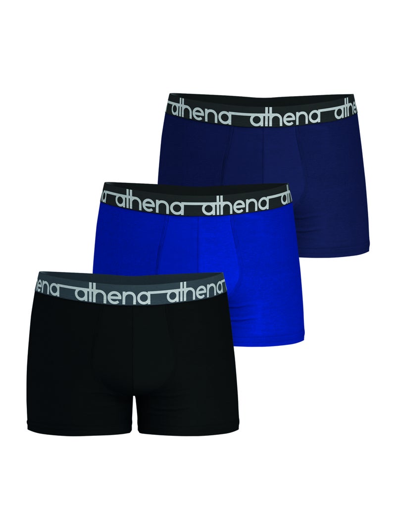 Lot de 3 boxers homme Athena Bleu Violet Noir - Kiabi