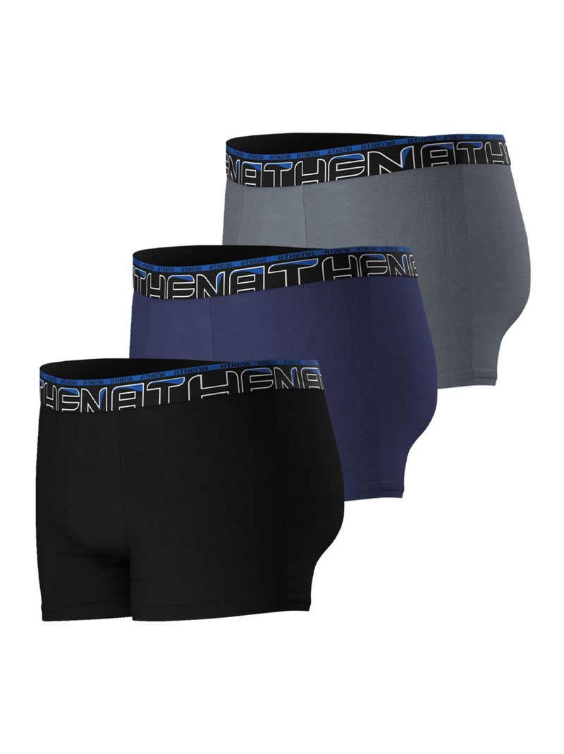 Lot de 3 boxers homme Athena Gris Violet Noir - Kiabi
