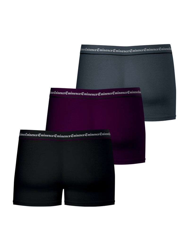 Lot de 3 boxers homme Business Eminence Noir Violet Gris - Kiabi