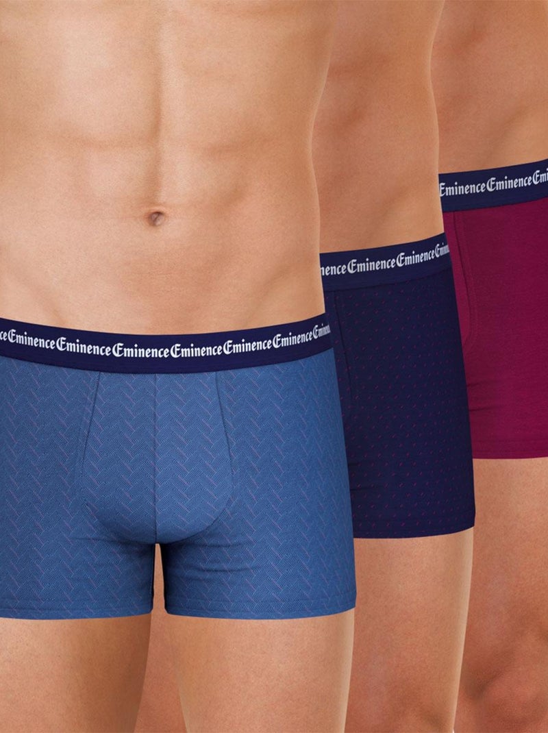 Lot de 3 boxers homme Business Print Bordeaux - Kiabi