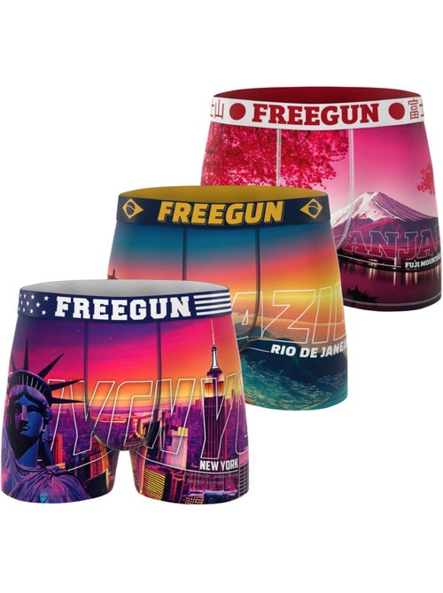 Lot de 3 boxers homme collection world painting freegun - Kiabi