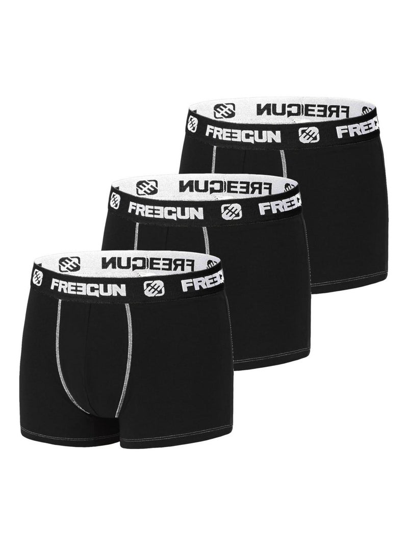 Lot de 3 Boxers homme coton Noir Freegun Noir - Kiabi